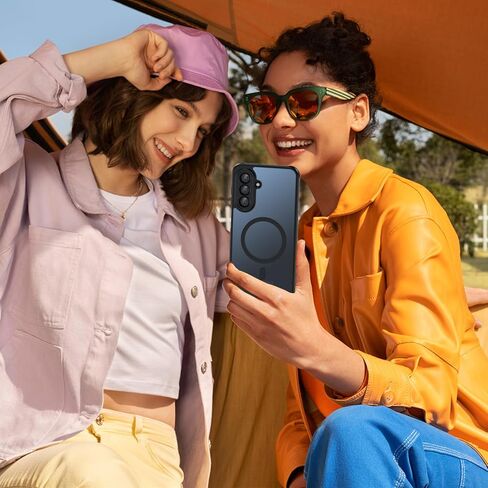 جراب BESINPO مغناطيسي لهاتف Samsung Galaxy A25 5G، حماية من السقوط من الدرجة العسكرية مع واقي شاشة من الزجاج المقسى وغطاء ممتص للصدمات رفيع لهاتف Samsung A25 5G (أسود) in Kuwait