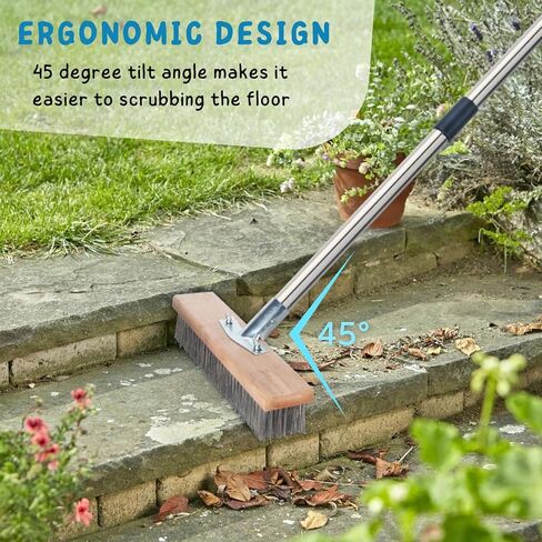 Floor Scrubber Brush with Long Handle for Deck Cleaning, 52'' Stiff Bristle Scrub Brush for Shower, Bathroom, Boat, Concrete, Carpet, Garage, Boat Cleaning, Small Outdoor Push Broom in Kuwait