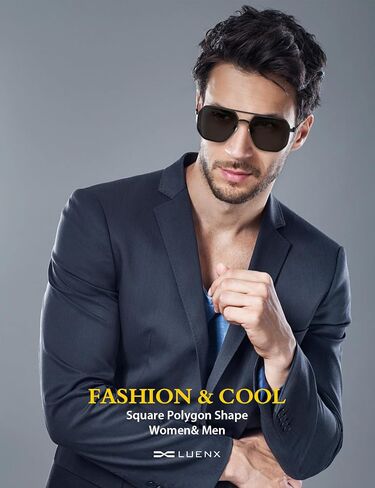 LUENX Aviator Sunglasses for Women Men Square Polarized Polygon Lens- UV 400 Protection 60MM in Saudi Arabia