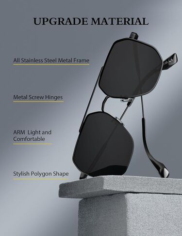 LUENX Aviator Sunglasses for Women Men Square Polarized Polygon Lens- UV 400 Protection 60MM in Saudi Arabia
