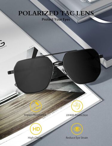 LUENX Aviator Sunglasses for Women Men Square Polarized Polygon Lens- UV 400 Protection 60MM in Saudi Arabia