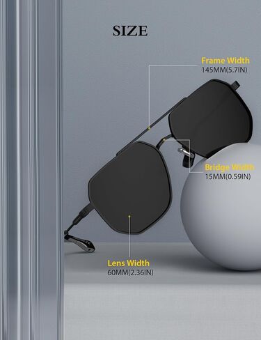 LUENX Aviator Sunglasses for Women Men Square Polarized Polygon Lens- UV 400 Protection 60MM in Saudi Arabia