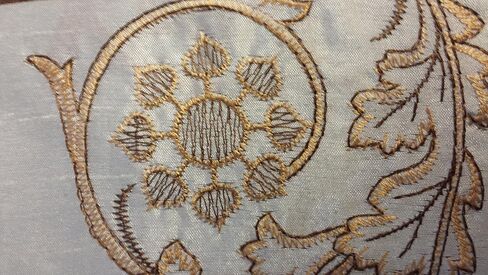 3pc Beige/Coffee with Embroidered Gold Floral Kitchen/cafe Curtain Tier and Swag Set in Saudi Arabia