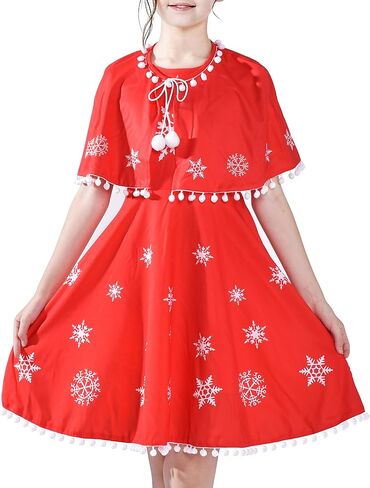 Sunny Fashion Girls Dress Jingle Bell Red Cape Cloak Christmas New Year in Saudi Arabia