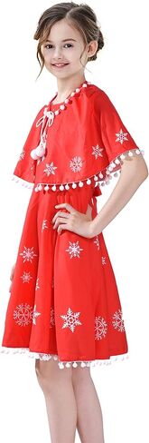 Sunny Fashion Girls Dress Jingle Bell Red Cape Cloak Christmas New Year in Saudi Arabia