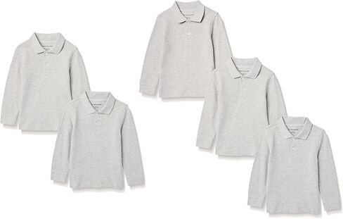 Amazon Essentials Boys and Toddlers' Long-Sleeve Pique Polo Shirts, Multipacks in Saudi Arabia