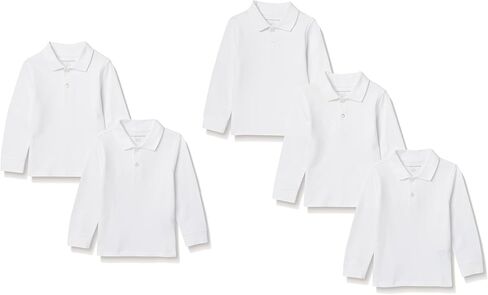 Amazon Essentials Boys and Toddlers' Long-Sleeve Pique Polo Shirts, Multipacks in Saudi Arabia