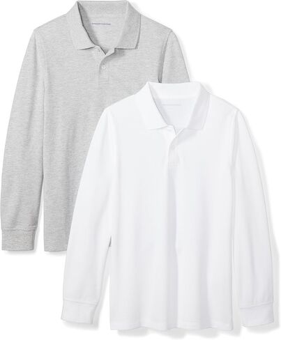 Amazon Essentials Boys and Toddlers' Long-Sleeve Pique Polo Shirts, Multipacks in Saudi Arabia