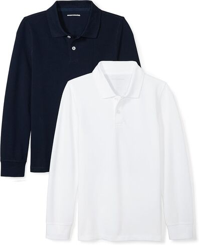 Amazon Essentials Boys and Toddlers' Long-Sleeve Pique Polo Shirts, Multipacks in Saudi Arabia