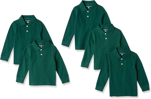 Amazon Essentials Boys and Toddlers' Long-Sleeve Pique Polo Shirts, Multipacks in Saudi Arabia