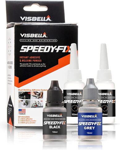 7 Seconds Speedy Fix Strong Instant Adhesive & Filling Powders Reinforcing Waterproof Super Repair Glue Fix for Metal Surfaces & Hard Plastic Products (Black&Grey 9PC) in Kuwait