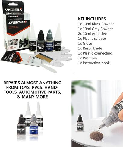 7 Seconds Speedy Fix Strong Instant Adhesive & Filling Powders Reinforcing Waterproof Super Repair Glue Fix for Metal Surfaces & Hard Plastic Products (Black&Grey 9PC) in Kuwait
