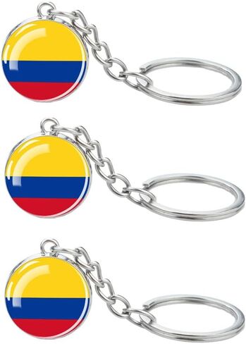 3 Pcs Colombia Flag Key Chain,Cool Keychain for Car Keys, Stainless Steel Keyrings & Keychains,Used for Home Decoration, Jewelry Hanging Decorations. in Kuwait