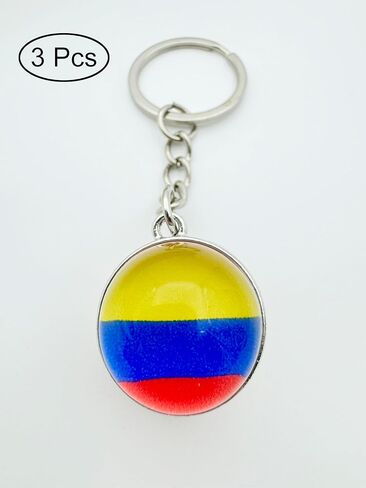 3 Pcs Colombia Flag Key Chain,Cool Keychain for Car Keys, Stainless Steel Keyrings & Keychains,Used for Home Decoration, Jewelry Hanging Decorations. in Kuwait