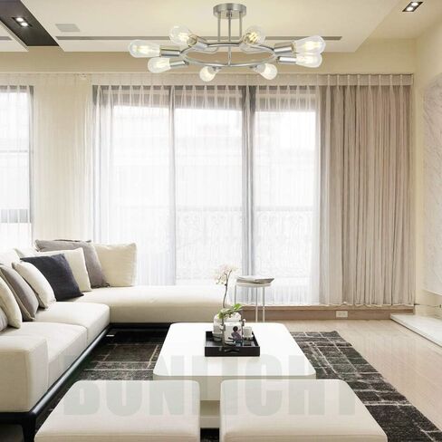 BONLICHT خمر المعادن الكبيرة السبوتنيك الثريات 10-الضوء فلوش جبل تركيبات الإضاءة السقف الأسود داخلي الإضاءة الثريا الصناعية منتصف القرن الحديثة نجمي نمط الإضاءة لاعبا اساسيا UL المدرجة in Kuwait