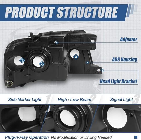Auto Dynasty Halogen Model Factory Style Headlights Assembly Compatible with Ford F-150 Lincoln Mark LT 04-08, Driver and Passenger Side, Black Housing Clear Corner in Kuwait