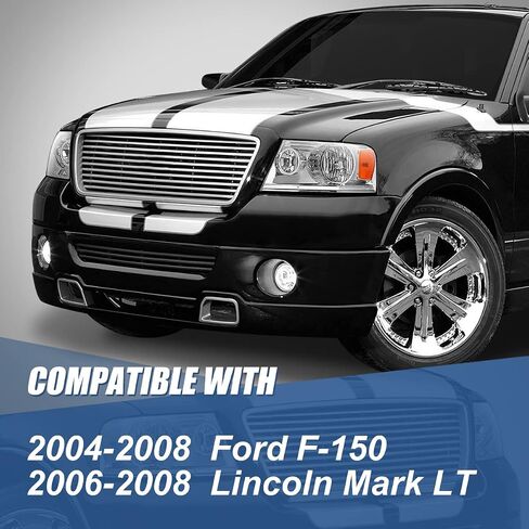 Auto Dynasty Halogen Model Factory Style Headlights Assembly Compatible with Ford F-150 Lincoln Mark LT 04-08, Driver and Passenger Side, Black Housing Clear Corner in Kuwait