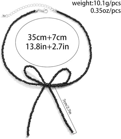 Sweet Cool Bow Earrings Bracelet Necklace Imitation Pearl Seed Beaded Bow Knot Collar Tie Necklace Simple Gothic Jewelry Set for Women in Kuwait