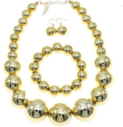 JNF Chunky Big Pearl Necklace for Women Faux Pearls Necklace set Large Beaded Pearl Collar Choker Necklaces Christmas Jewelry in Kuwait