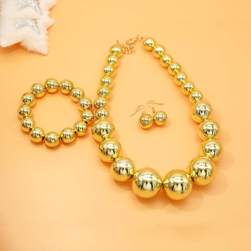 JNF Chunky Big Pearl Necklace for Women Faux Pearls Necklace set Large Beaded Pearl Collar Choker Necklaces Christmas Jewelry in Kuwait