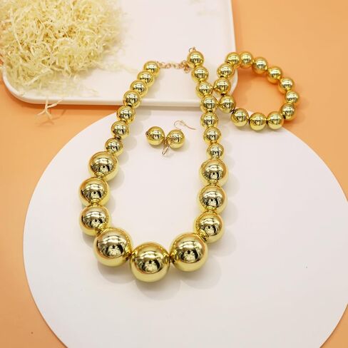 JNF Chunky Big Pearl Necklace for Women Faux Pearls Necklace set Large Beaded Pearl Collar Choker Necklaces Christmas Jewelry in Kuwait