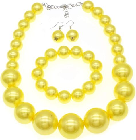JNF Chunky Big Pearl Necklace for Women Faux Pearls Necklace set Large Beaded Pearl Collar Choker Necklaces Christmas Jewelry in Kuwait