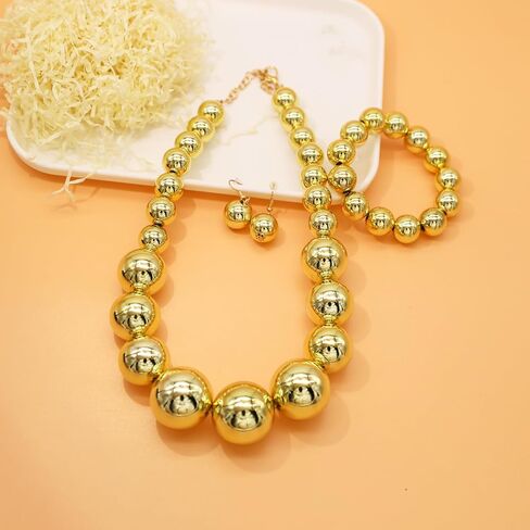 JNF Chunky Big Pearl Necklace for Women Faux Pearls Necklace set Large Beaded Pearl Collar Choker Necklaces Christmas Jewelry in Kuwait