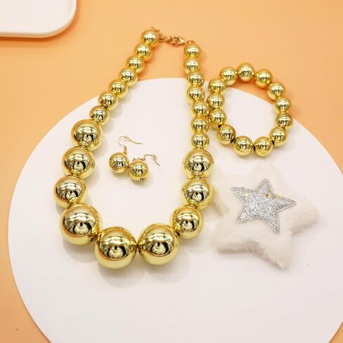 JNF Chunky Big Pearl Necklace for Women Faux Pearls Necklace set Large Beaded Pearl Collar Choker Necklaces Christmas Jewelry in Kuwait