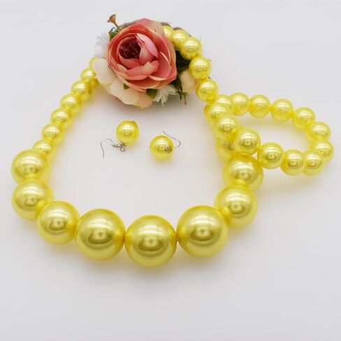 JNF Chunky Big Pearl Necklace for Women Faux Pearls Necklace set Large Beaded Pearl Collar Choker Necklaces Christmas Jewelry in Kuwait
