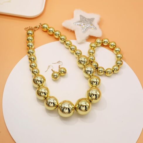 JNF Chunky Big Pearl Necklace for Women Faux Pearls Necklace set Large Beaded Pearl Collar Choker Necklaces Christmas Jewelry in Kuwait