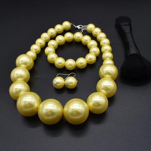 JNF Chunky Big Pearl Necklace for Women Faux Pearls Necklace set Large Beaded Pearl Collar Choker Necklaces Christmas Jewelry in Kuwait