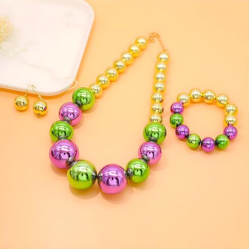 JNF Chunky Big Pearl Necklace for Women Faux Pearls Necklace set Large Beaded Pearl Collar Choker Necklaces Christmas Jewelry in Kuwait