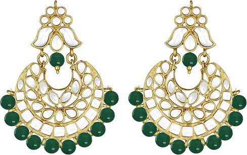 Aheli Faux Pearl Faux Kundan Choker Necklace with Earrings Indian Traditional Bollywood Jewelry Set Gift for Women in Kuwait