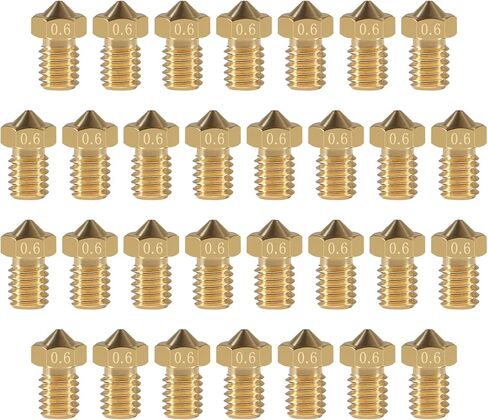 UMLIFE 30PCS M6 0.5mm Extruder Nozzles 3D Printer Brass Nozzles Brass Nozzle Extruder Print Head for 1.75mm Filament for E3D V5 V6 3D Printer in Kuwait