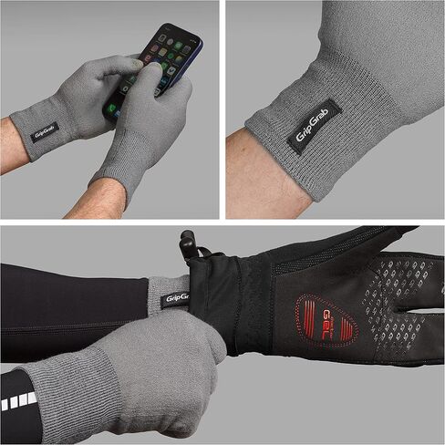 GripGrab Merino-Wool Thermal Full Finger Liner Gloves Touchscreen-Compatible Knitted Inner Under Cycling Everyday-Life in Saudi Arabia