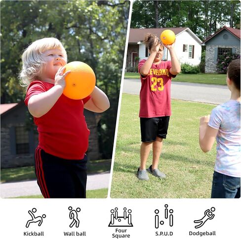 8.5'' Playground Ball Set, Posh Rubber Dodgeballs for Kids and Adults, Handball Kick Ball for Outdoor and Indoor Games, Rubber Balls Includes Pump in Saudi Arabia