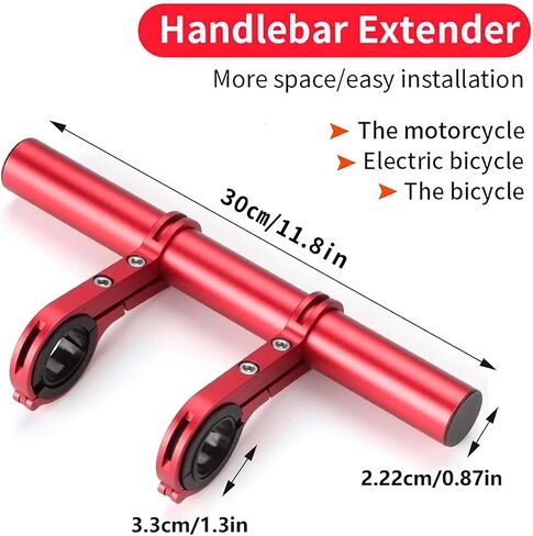 7.87"" Bike Handlebar Extender, Double Aluminum Alloy Bicycle Handlebar Extender for Flashlight Holder Bicycle Accessories with Screwdriver for Bicycle Speedometer Light, Blue in Saudi Arabia