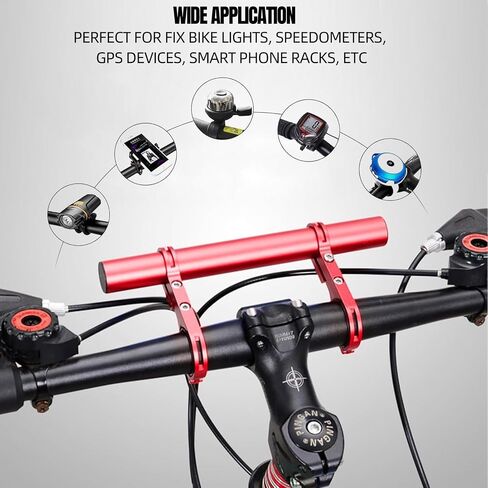 7.87"" Bike Handlebar Extender, Double Aluminum Alloy Bicycle Handlebar Extender for Flashlight Holder Bicycle Accessories with Screwdriver for Bicycle Speedometer Light, Blue in Saudi Arabia