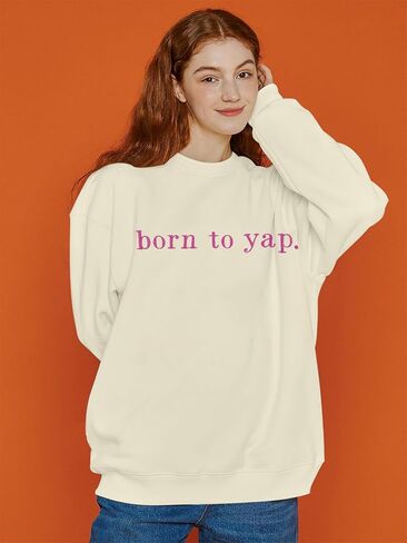 VILOVE Happy Birthday Sweatshirt For Women Born To Yap Sweatshirt Embroidered Birthday Celebrant Long Sleeve Tops in Saudi Arabia