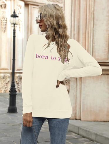 VILOVE Happy Birthday Sweatshirt For Women Born To Yap Sweatshirt Embroidered Birthday Celebrant Long Sleeve Tops in Saudi Arabia