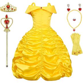 Princess Costume Birthday Party Costume Off Shoulder Dress up for Girls 3-12 Years