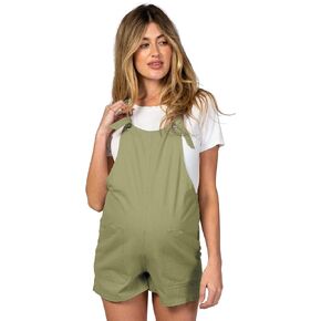 Shoulder Tie-Knot Maternity Overalls - Stretchy Maternity Romper Shorts - Maternity Jumpsuit