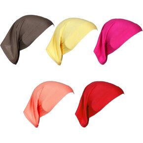 5 Pack Womens Muslim Mini Hijab Caps Solid Color Tube Bonnet Underscarf Headwear Turban Hat Headwrap Cover