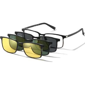 Night Vision Polarized Magnetic Clip on Sunglasses Men UV400 Driving 3Pcs Clip Prescription Glasses Frame