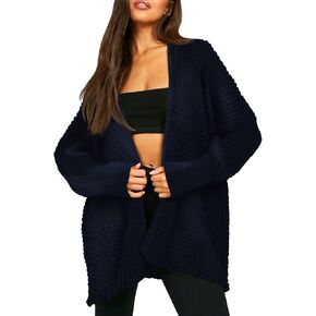Urban CoCo Women's Cozy Long Sleeves Open Front Oversized Cable Knit Sweater Cardigan