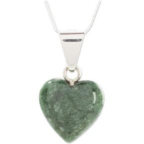 NOVICA Artisan Handmade Jade Heart Necklace Artisan Crafted Shaped Pendant .925 Sterling Silver Green Guatemala 'Love Immemorial'