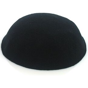 Kippah Black Fine Knit Serugah (20cm, Without Holes)