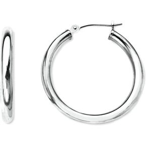 10k REAL Yellow or White Gold 2.0MM Thick Classic Polished Round Tube Hoop Earrings Snap Post Closure For Women Secure Click-Top Many Sizes (15mm, 25mm, 30mm, 40mm, 45mm, 50mm)