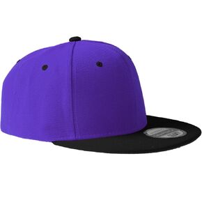 Classic Flat Bill Hats for Men & Women Snapback Brim Hat - Blank Snap Back Two-Tone Color with Snap Closure