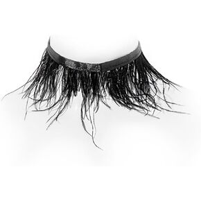 Gothic Black Feather Choker Necklace Exaggerated Natural Feather Collar Necklace Cool Punk Costume Party Statement Necklace for Women and Girls